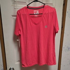 adidas Women's Coral Pink V-Neck Athletic Tee